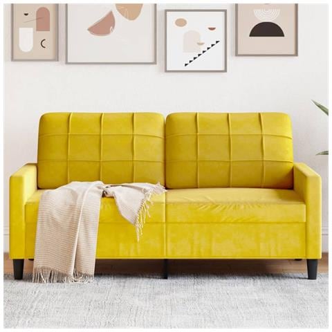 Lusso Casadino -  Divano A 2 Posti Giallo 140 Cm In Velluto - Foto 8