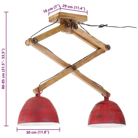 Lusso Casadino -  Lampada Da Soffitto 25 W Rosso Anticato 29x18x85 Cm E27 - Foto 8