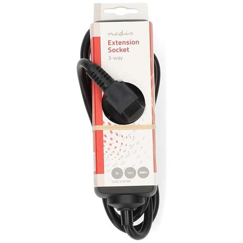 Prolunga A 3 Vie 3680w 16a Contatti Laterali 1,5m Tipo E Francia, Nero - Foto 3