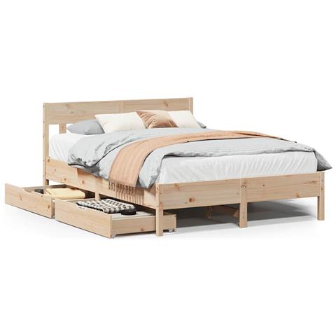Letto senza Materasso 140x190 cm in Legno Massello di Pino - Foto 1