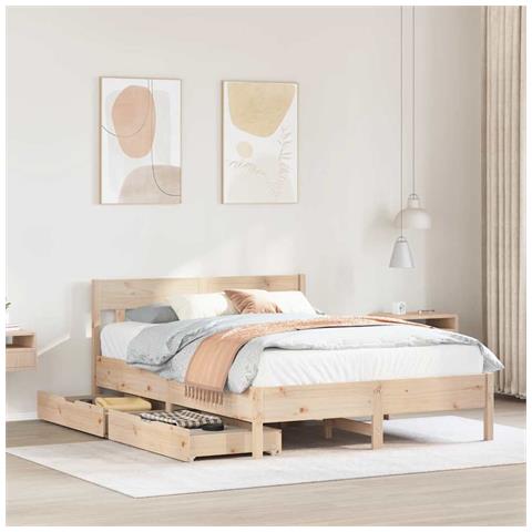 Letto senza Materasso 140x190 cm in Legno Massello di Pino - Foto 2