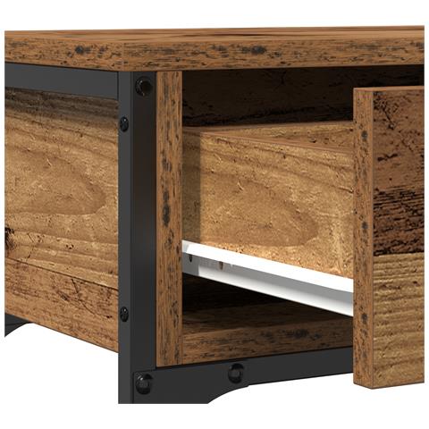 Tavolino in Legno Vecchio 72,5x25x75 cm Legno Ingegnerizzato e Acciaio - Foto 9