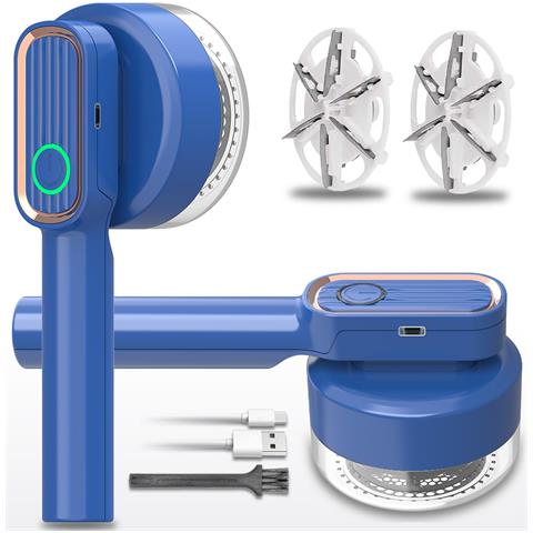 Levapelucchi Elettrico Rasoio Per Tessuti 6 Lame Usb Blu - Foto 1