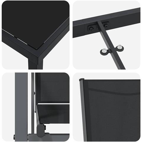 Set da Pranzo per Giardino 7 pcs Nero Textilene e acciaio - Foto 9