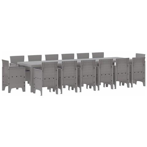 Set da Pranzo per Giardino 15 pcs Grigio chiaro Rattan Polt - Foto 1