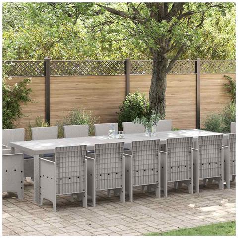 Set da Pranzo per Giardino 15 pcs Grigio chiaro Rattan Polt - Foto 2
