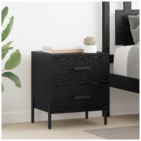 Armadio da Notte con cassetto Rovere nero 40 x 35 x 47,5 cm - Foto 2