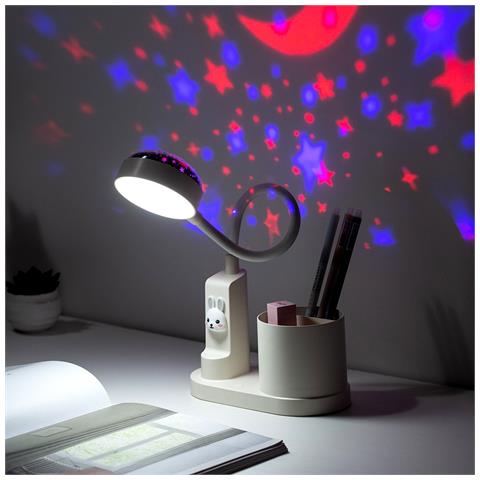 Lampada Da Scrivania Con Proiettore E Porta Penne: Gradiente Rgb, Luminosità Regolabile White - Foto 2