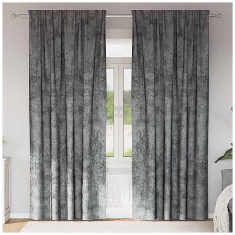 Tenda con tende 2 pcs Grigio 245 x 140 cm Velluto - Foto 2