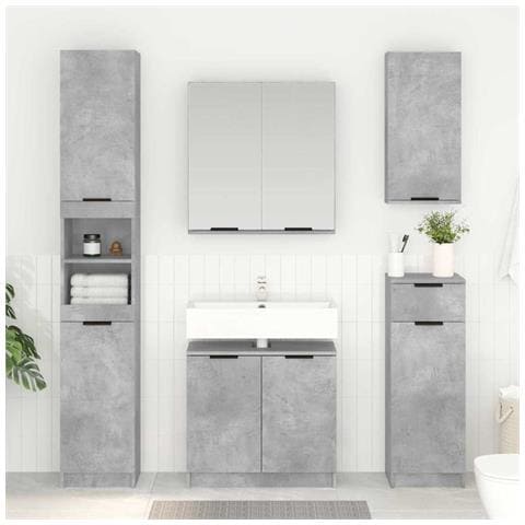 Mobile da Bagno con porta Grigio cemento 64,5 x 33,5 x 59 cm - Foto 2