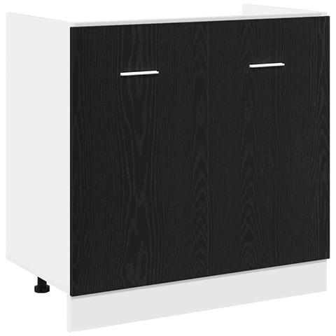 Mobile Sotto Lavello Rovere Nero 80x46x81,5 cm Legno Ingegnerizzato - Foto 1