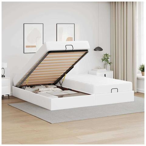 Struttura del letto Bianco Puro 200 x 200 cm Pelle sintetica - Foto 2