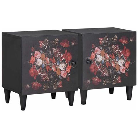 Comodino con porta 2 pcs Nero 40 x 33 x 46 cm - Foto 1