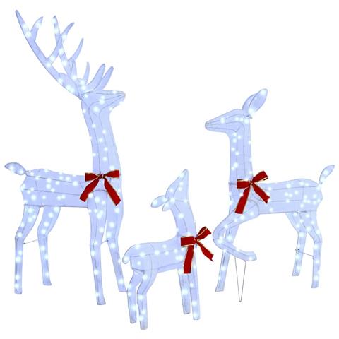 Famiglia di renne 3 pcs Bianco freddo 68 x 26 x 127 cm Tessuto - Foto 1