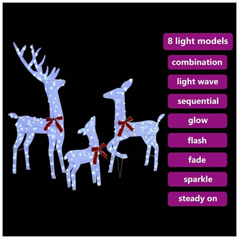 Famiglia di renne 3 pcs Bianco freddo 68 x 26 x 127 cm Tessuto - Foto 9