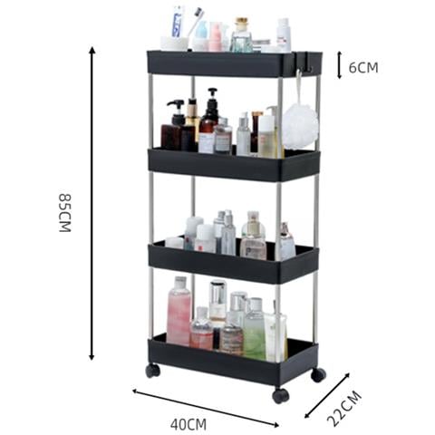Scaffale Mobile Stretto A 4 Ripiani: Carrello Multiuso Con Ruote Per Cucina, Bagno E Soggiorno - Foto 1