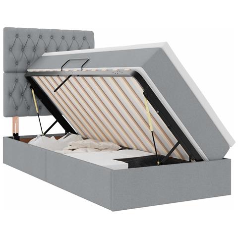 Letto con contenitore e LED con led Grigio chiaro 90 x 190 cm - Foto 1