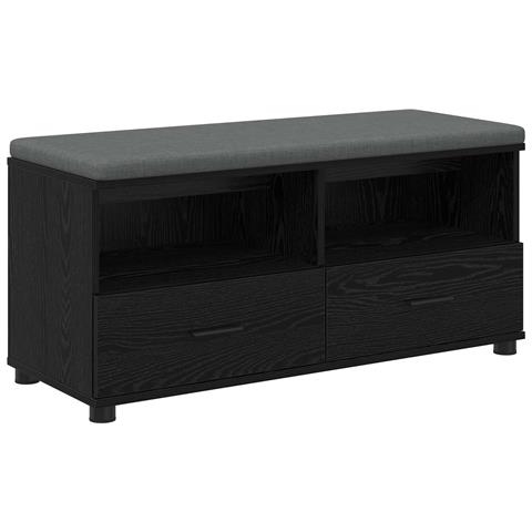 Panca per ingresso con cuscino Rovere Nero 100 x 38 x 46 cm - Foto 1
