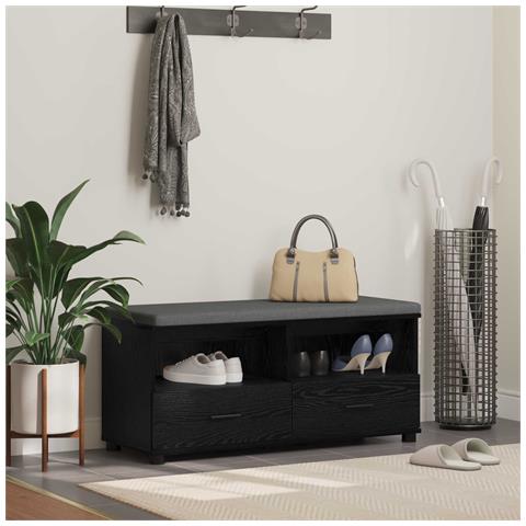 Panca per ingresso con cuscino Rovere Nero 100 x 38 x 46 cm - Foto 2