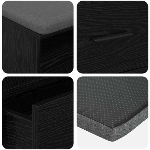 Panca per ingresso con cuscino Rovere Nero 100 x 38 x 46 cm - Foto 9