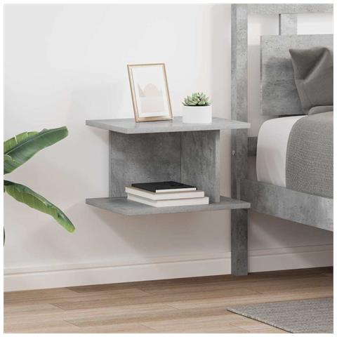 Comodino 2 pcs Grigio cemento 40 x 30 x 25 cm Legno multistrato - Foto 2