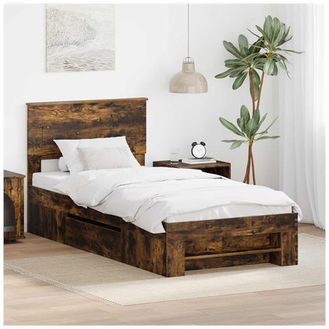 Struttura del letto Rovere fumé 90 x 200 cm Legno multistrato - Foto 2