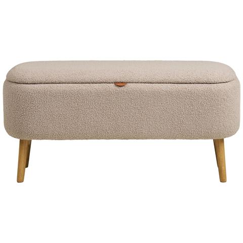 Harlow - Panca Contenitore In Bouclé Beige Con Gambe In Legno 95x37x45 Cm - Foto 2