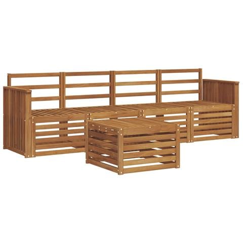 Set divani 5 pcs Naturale Legno di Acacia Massello - Foto 1