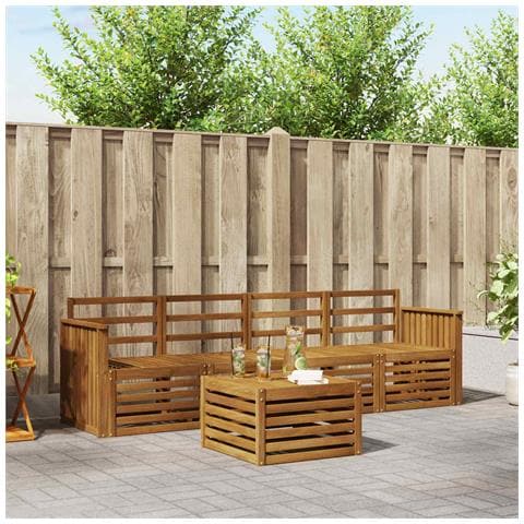 Set divani 5 pcs Naturale Legno di Acacia Massello - Foto 2