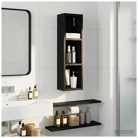Armadio da bagno a muro Rovere Nero 20 x 14 x 70 cm - Foto 2