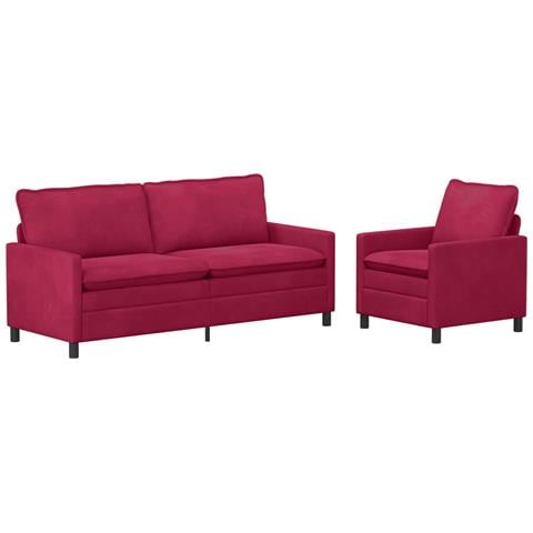 Set di divani 2 pcs Rosso Vino Velluto - Foto 1