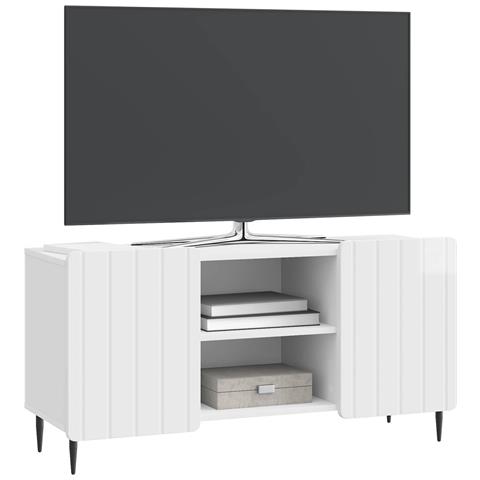 Mobile TV Bianco Lucido 102 x 34,5 x 52 cm Legno ingegnerizzato - Foto 2