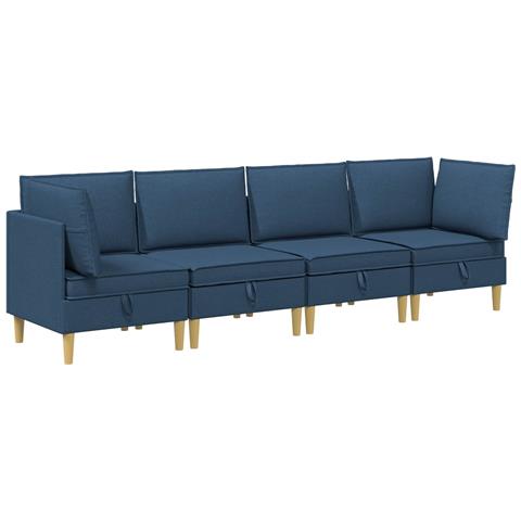 Set di divani modulari con spazio di archiviazione 4 pcs Blu - Foto 1