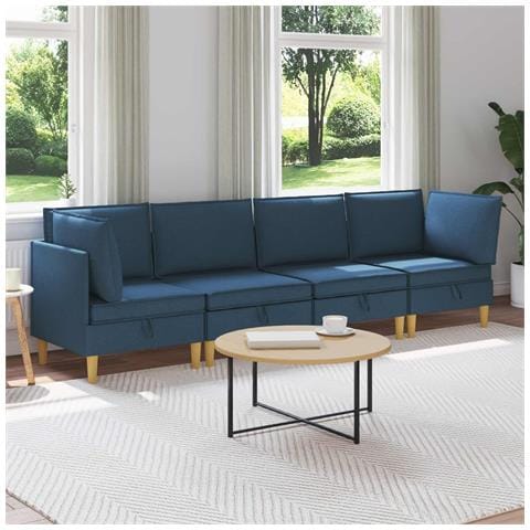 Set di divani modulari con spazio di archiviazione 4 pcs Blu - Foto 2