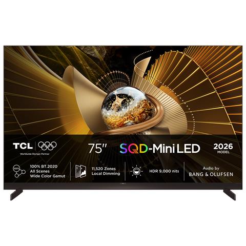 X11L TV 75X11L SQD-Mini LED da 75”, 4K UHD, 9000 nit e 11.520 zone di dimming, Smart Google TV a 144Hz, Dolby Vision & Atmos, Audio Bang & Olufsen - Foto 1