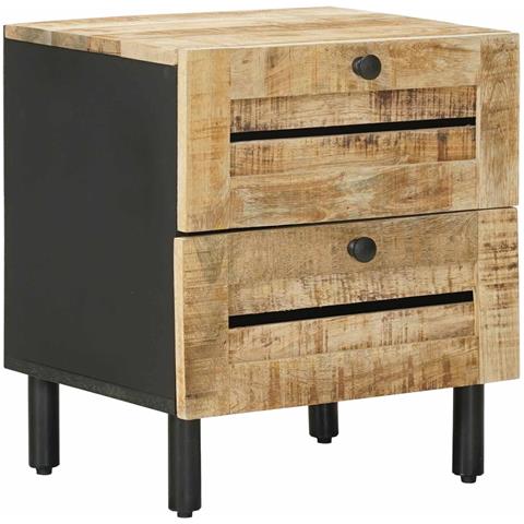 Comodino Naturale 40 x 33 x 46 cm Legno di mango massello - Foto 1