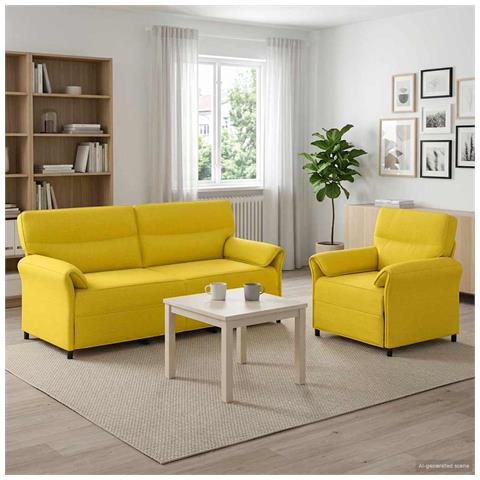 Set di divani 2 pz Giallo Chiaro Tessuto - Foto 2