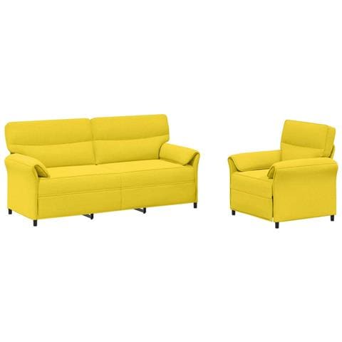 Set di divani 2 pz Giallo Chiaro Tessuto - Foto 1