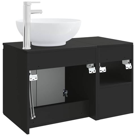 Set di mobili per il bagno 2 pz Nero Legno ingegnerizzato - Foto 10