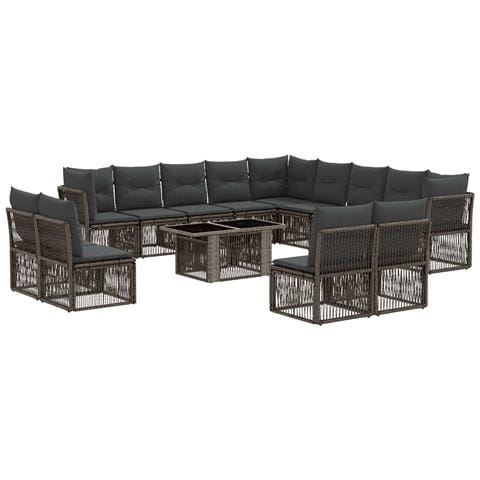 Set Divano da Giardino 14 pz Nero polyrattan - Foto 1