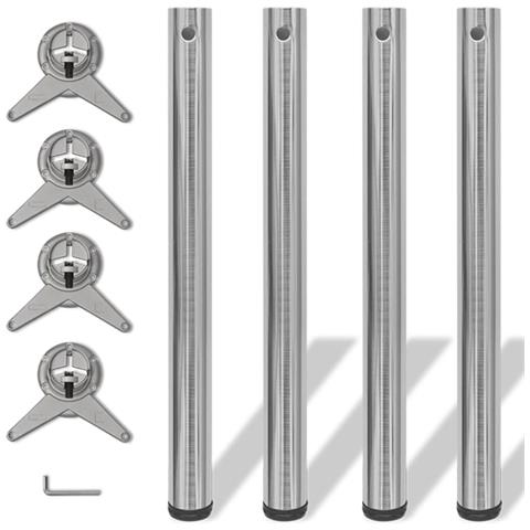 Set 4 Gambe Placcate In Nickel Per Tavolo Regolabili Altezza 710 Mm - Foto 1