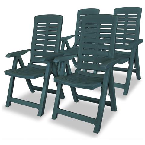 Sedie Reclinabili da Giardino 4 pz in Plastica Verdi - Foto 1