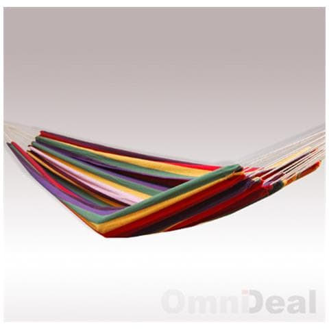 Amaca Xxl Per 2 Persone A Righe Multicolor Arcobaleno 400x160cm Supporta Fino A 150 Kg 100% Coto - Foto 2