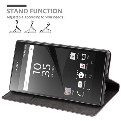 Custodia Compatibile Con Sony Xperia Z In Bruno Caffè - Coperchio Protettiva Con Chiusura Magnetica, Funzione Stand E Tasca Per Le Carte - Foto 5