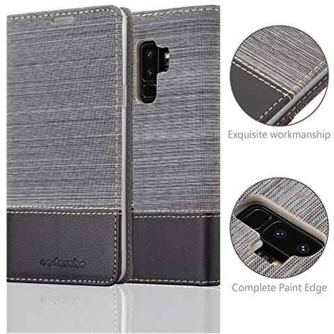 Custodia Compatibile Con Samsung Galaxy S9 Plus In Grigio Nero - Coperchio Protettiva Con Chiusura Magnetica, Funzione Stand E Tasca Per Le Carte - Foto 2