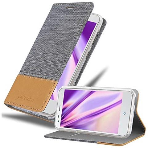 Custodia Compatibile Con Zte Blade S6 In Grigio Chiaro Marrone - Coperchio Protettiva Con Chiusura Magnetica, Funzione Stand E Tasca Per Le Carte - Foto 1