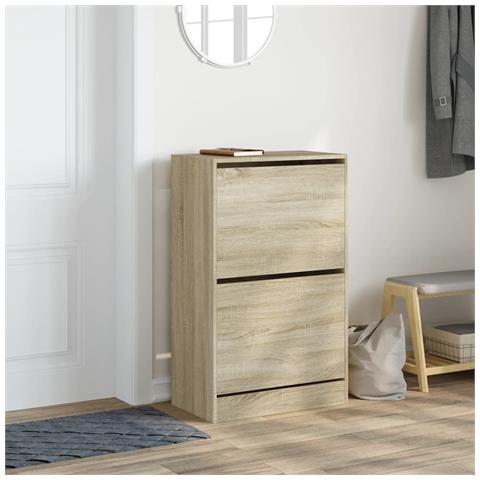 Scarpiera Rovere Sonoma 60x34x96,5 Cm In Legno Multistrato - Foto 3