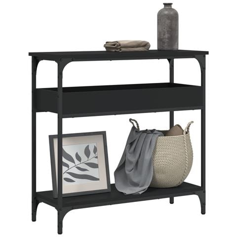 Tavolo Consolle Con Ripiano Nero 75x29x75cm Legno Multistrato - Foto 1