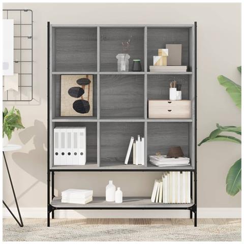 Libreria Grigio Sonoma 102x30x141,5 Cm In Legno Multistrato - Foto 3