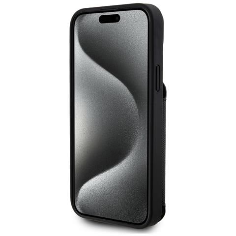 Cover Per Iphone 15 Plus Saffiano Con Portacarte, Nero - Foto 2